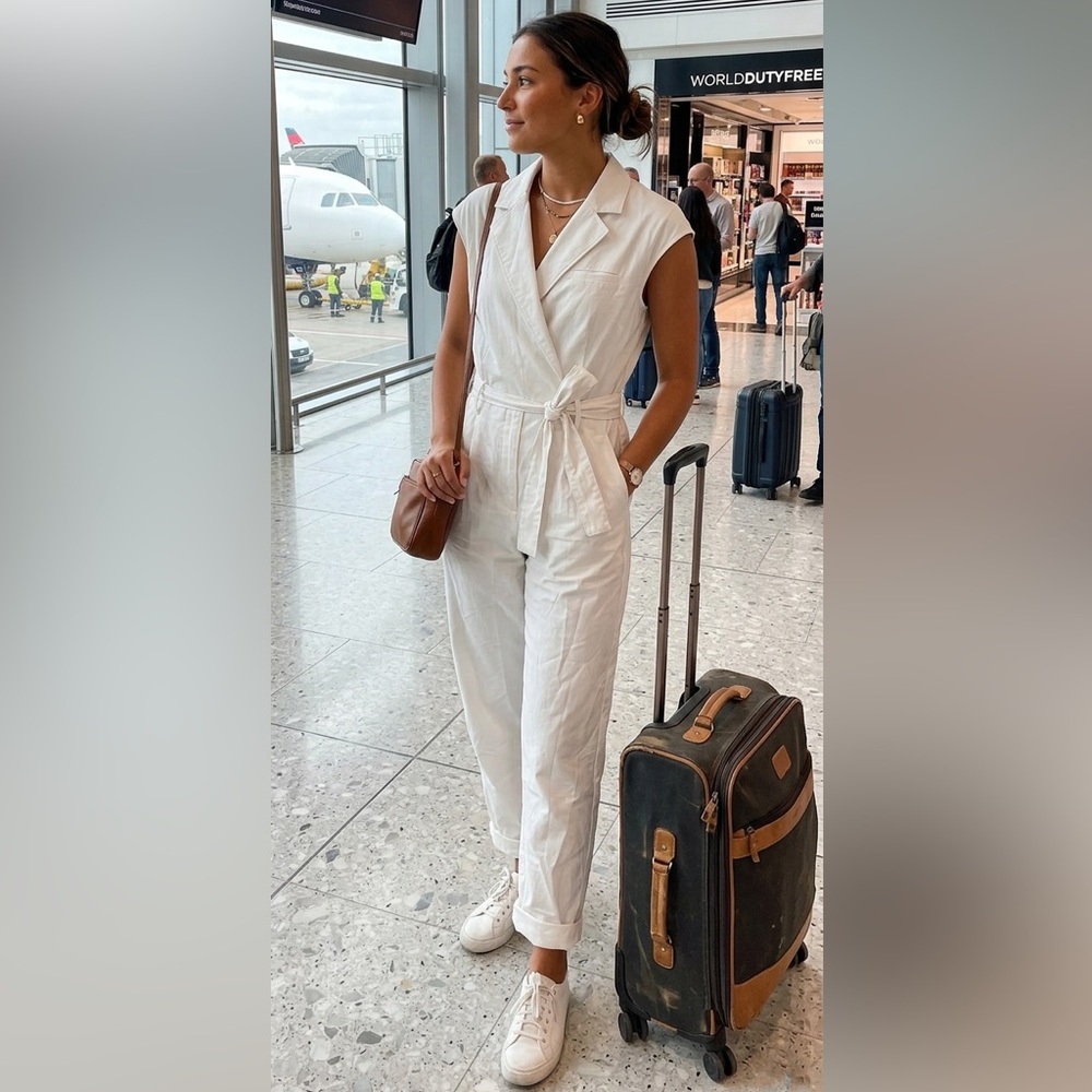 Anthropologie ELIZA Cream Jumpsuit 6